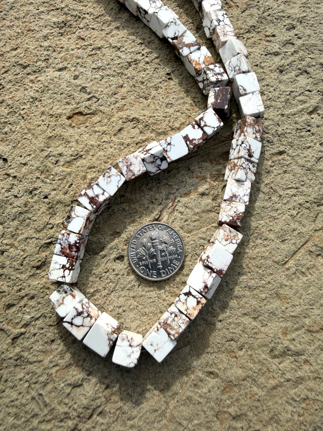 RARE Arizona Wild Horse Handcut Cube Shaped Beads 7mm 16