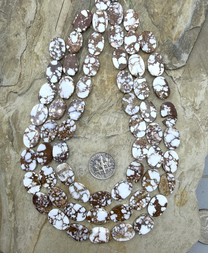 RARE Arizona Wild Horse Handcut Flat Oval Beads 10x15mm 12