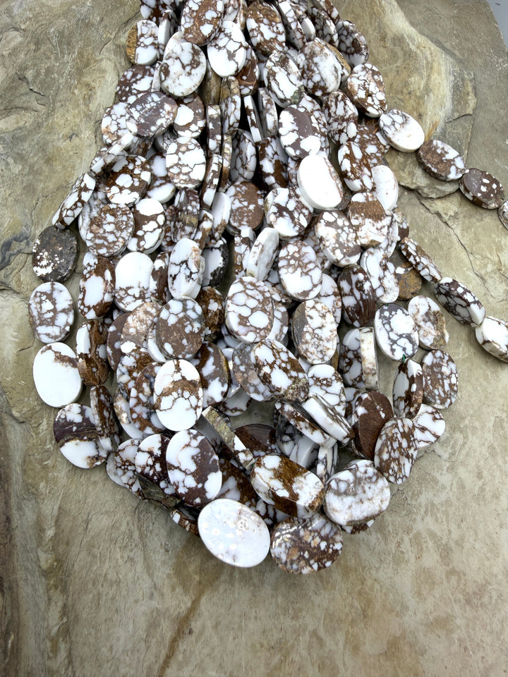 RARE Arizona Wild Horse Handcut Flat Oval Beads 10x15mm 12