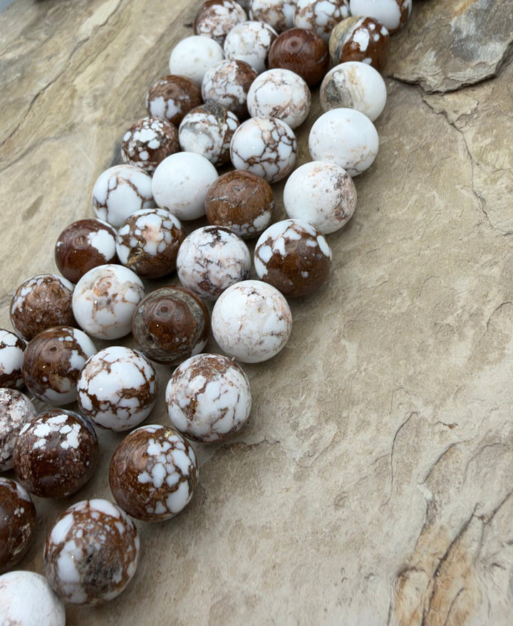 RARE Arizona Wild Horse Handcut Round 12mm 8 Inch Strand