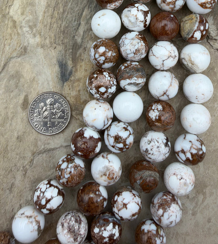 RARE Arizona Wild Horse Handcut Round 12mm 8 Inch Strand