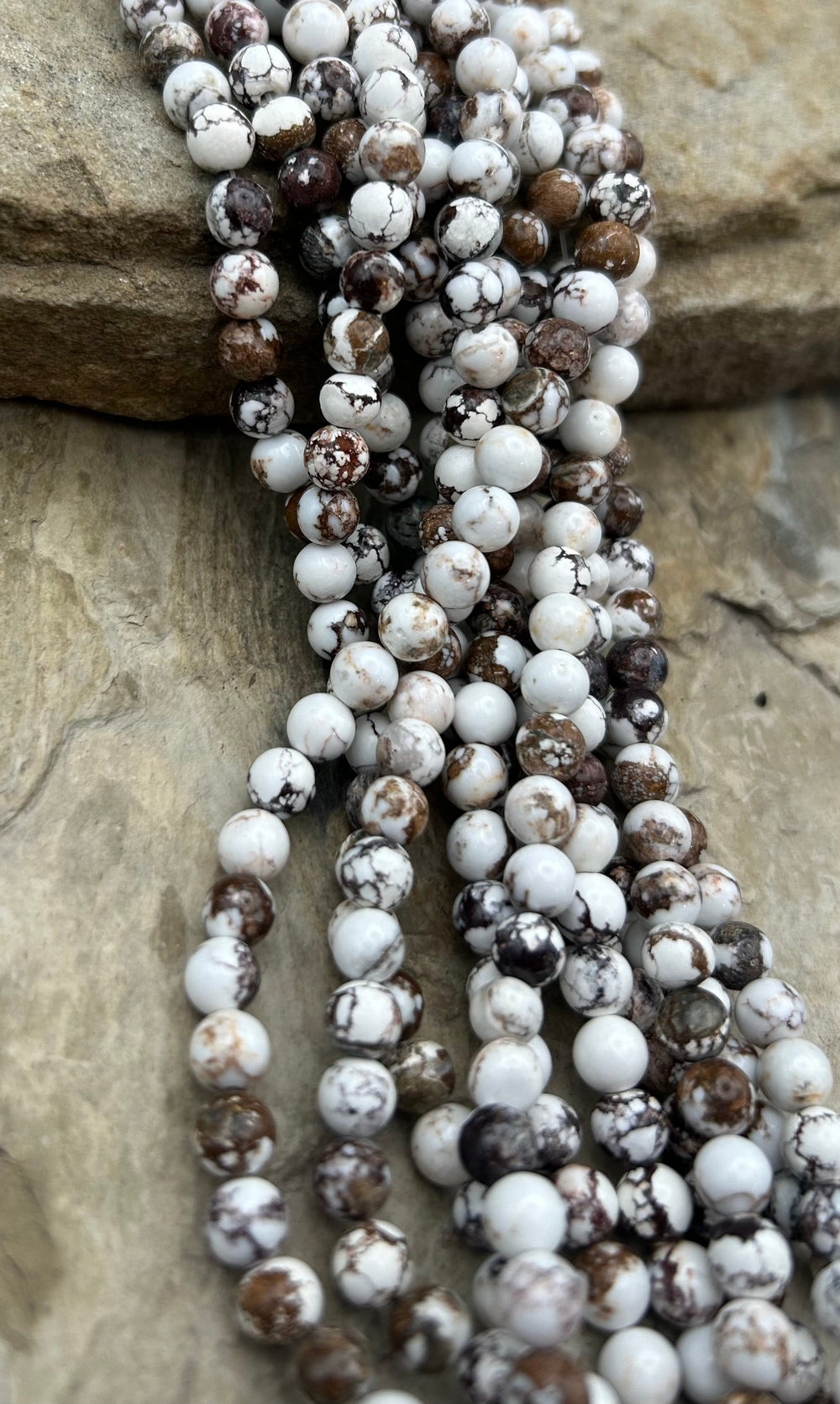 RARE Arizona Wild Horse Handcut Round 6mm 8 Inch Strand