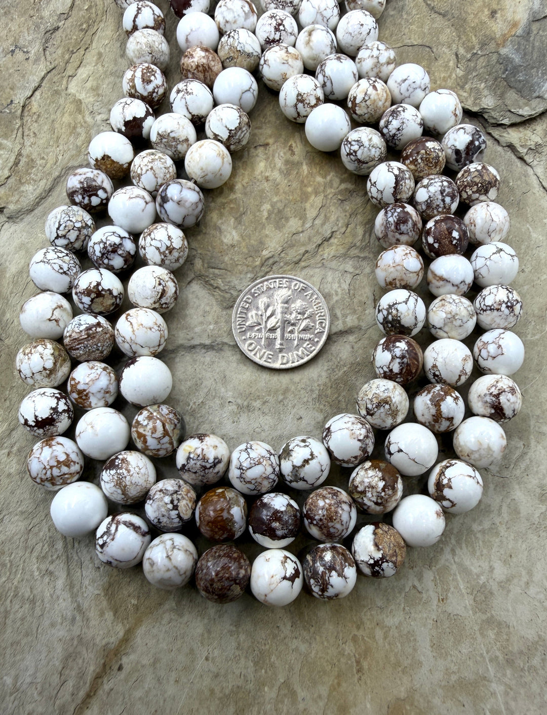 RARE Arizona Wild Horse Handcut Round 10mm 16 Inch Strand