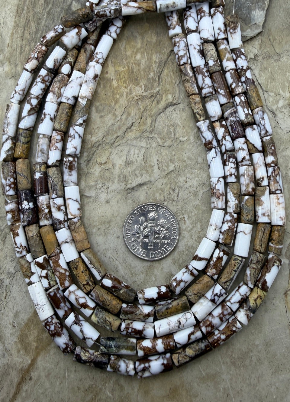 RARE Arizona Wild Horse Handcut Tube Beads 4x9mm 12 Inch