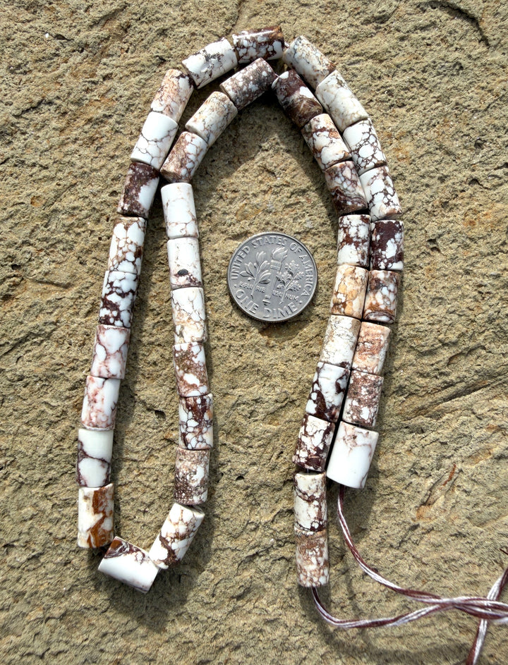 RARE Arizona Wild Horse Handcut Tube Shaped Beads 6x10mm 16