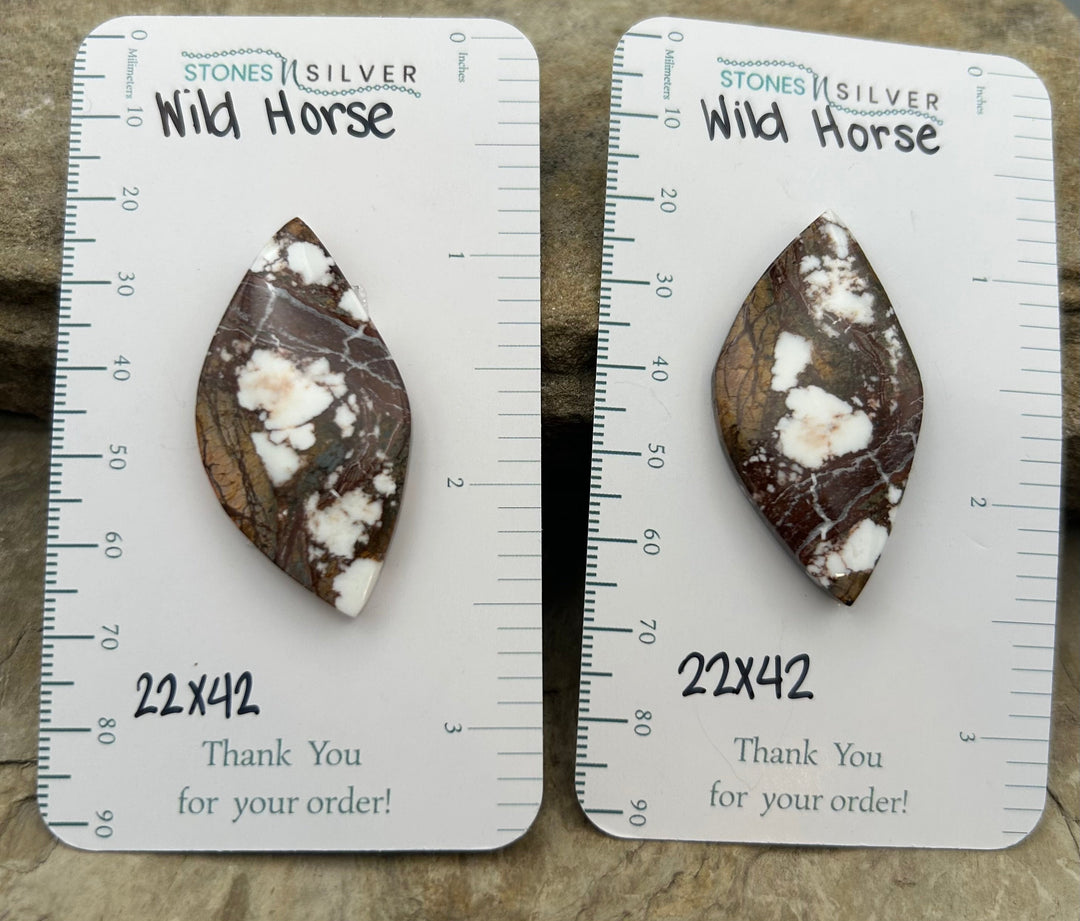 RARE Arizona Wild Horse Matching Cabochon Pair 22x42mm