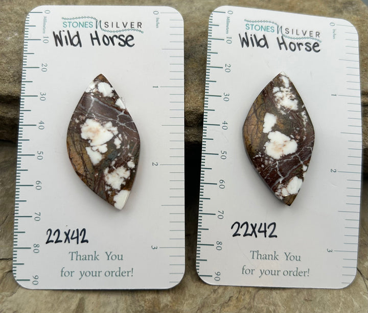 RARE Arizona Wild Horse Matching Cabochon Pair 22x42mm
