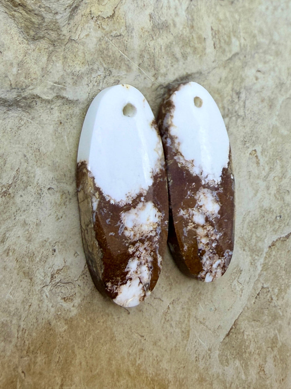 RARE Arizona Wild Horse Matching Earring Slab Bead Pair