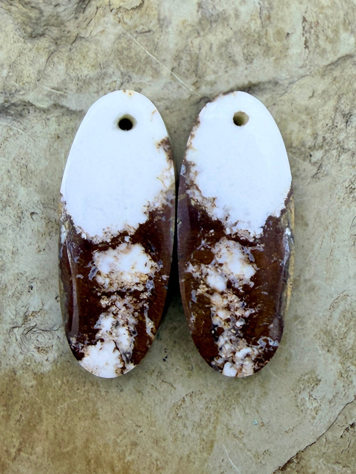 RARE Arizona Wild Horse Matching Earring Slab Bead Pair