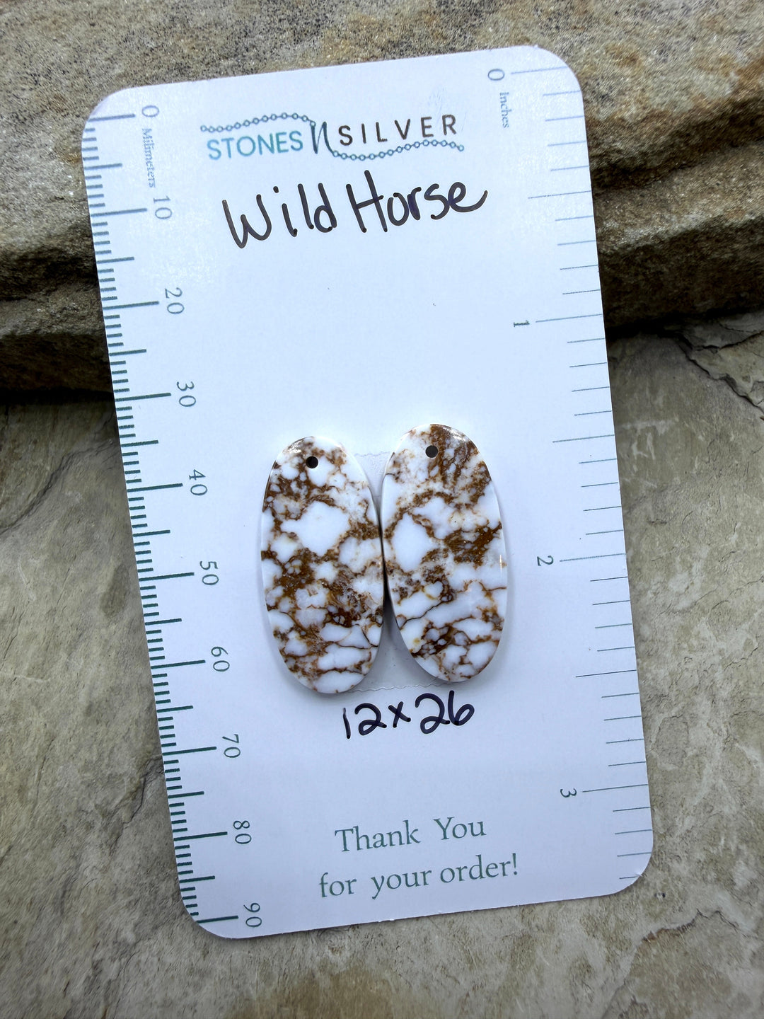 RARE Arizona Wild Horse Matching Earring Slab Bead Pair