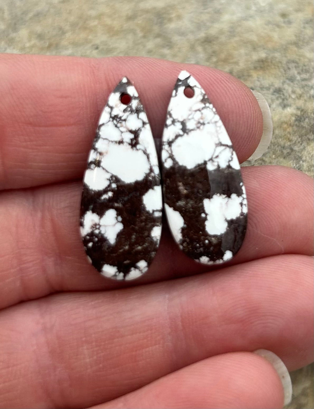 RARE Arizona Wild Horse Matching Earring Slab Bead Pair