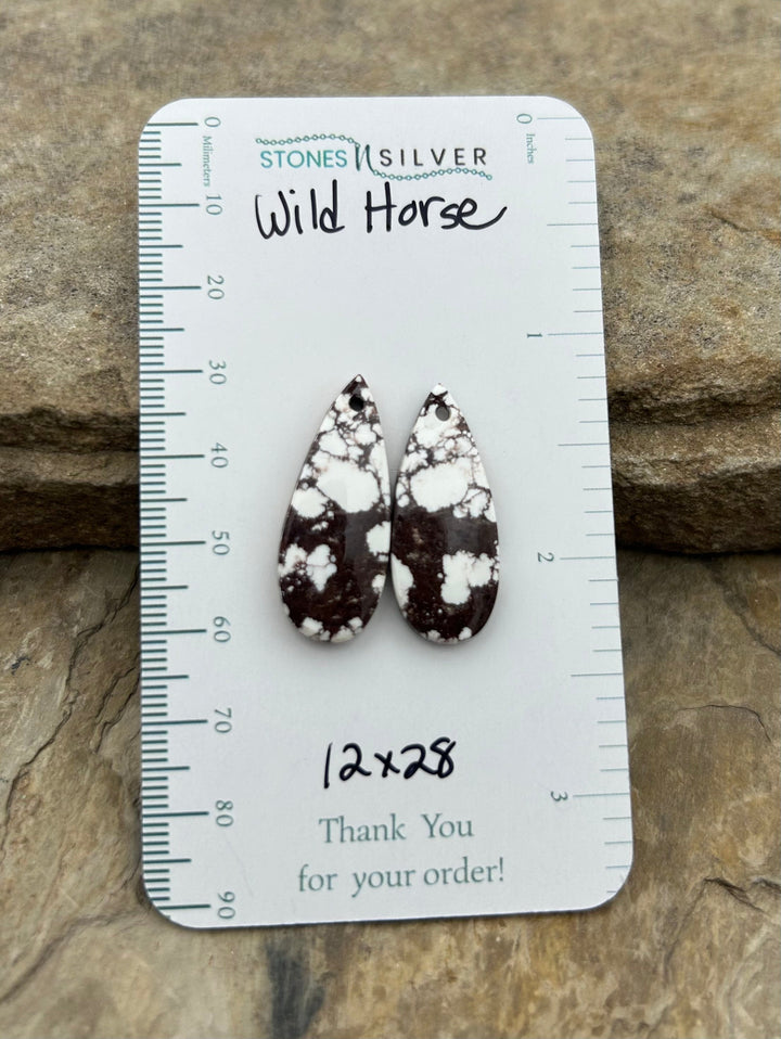 RARE Arizona Wild Horse Matching Earring Slab Bead Pair
