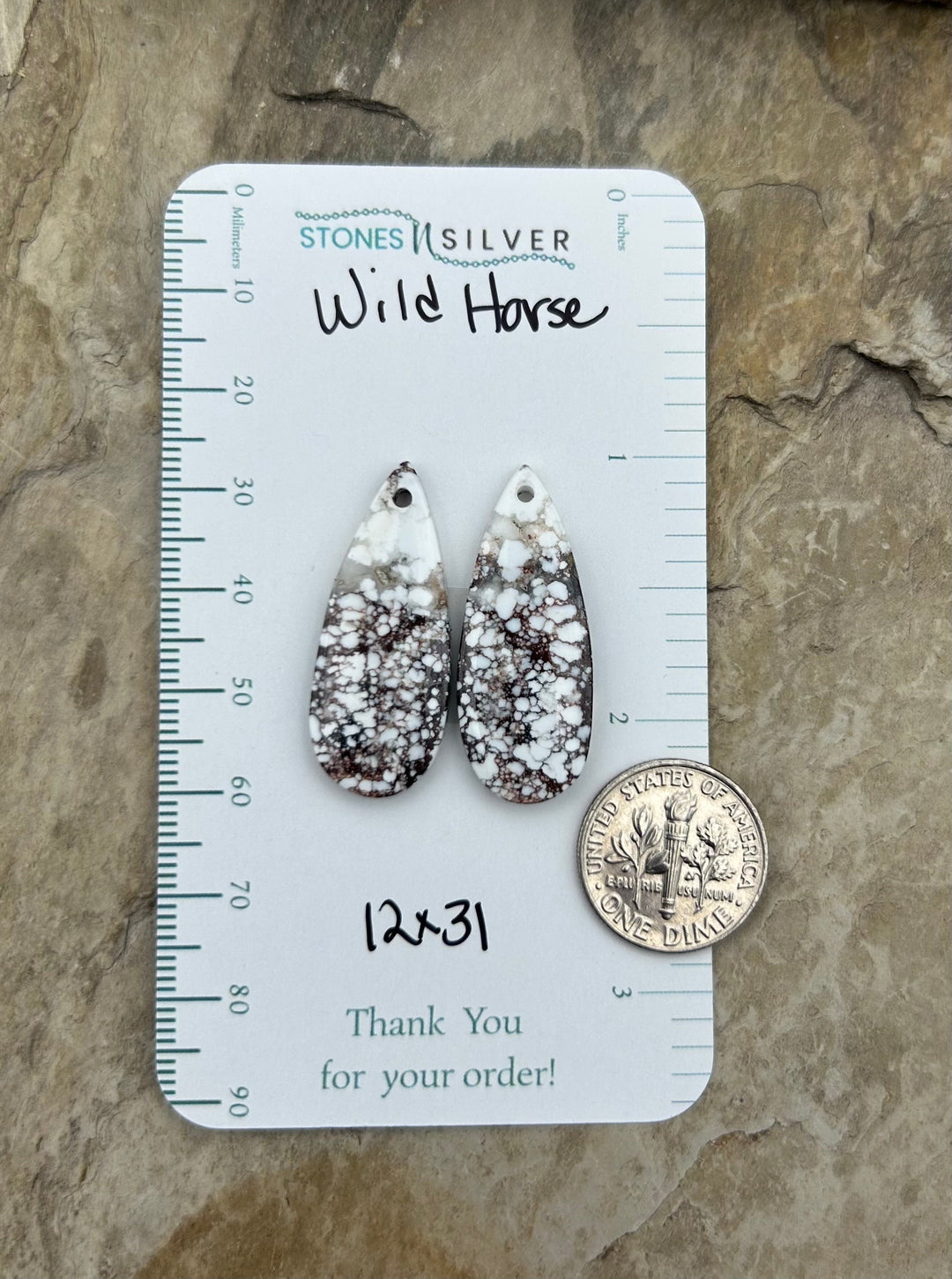 RARE Arizona Wild Horse Matching Earring Slab Bead Pair