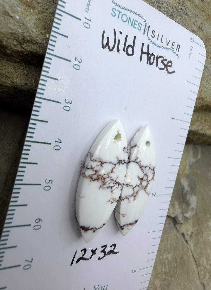 RARE Arizona Wild Horse Matching Earring Slab Bead Pair
