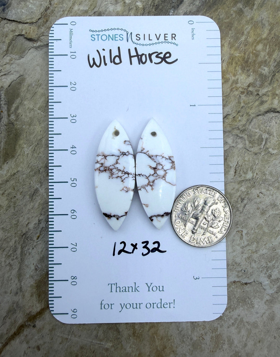 RARE Arizona Wild Horse Matching Earring Slab Bead Pair