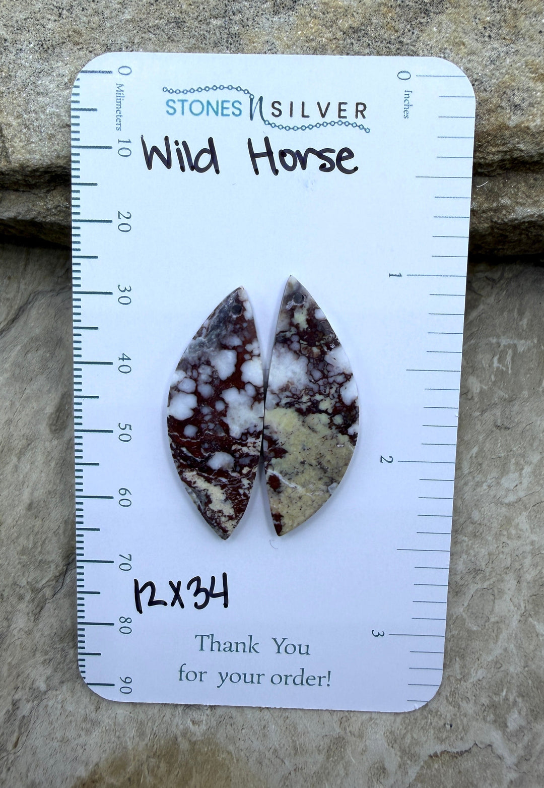 RARE Arizona Wild Horse Matching Earring Slab Bead Pair