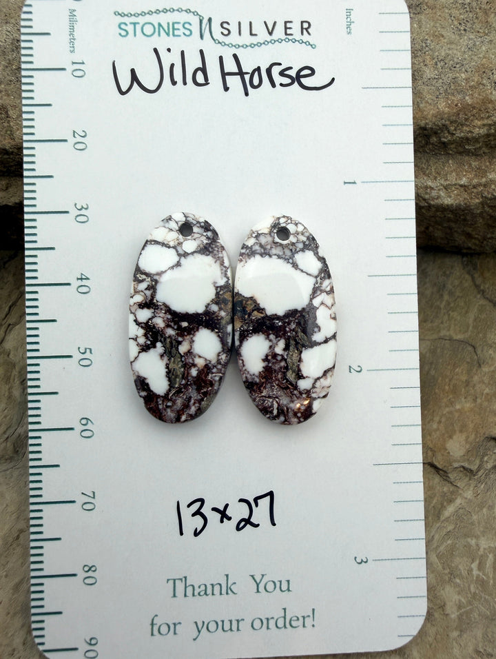 RARE Arizona Wild Horse Matching Earring Slab Bead Pair