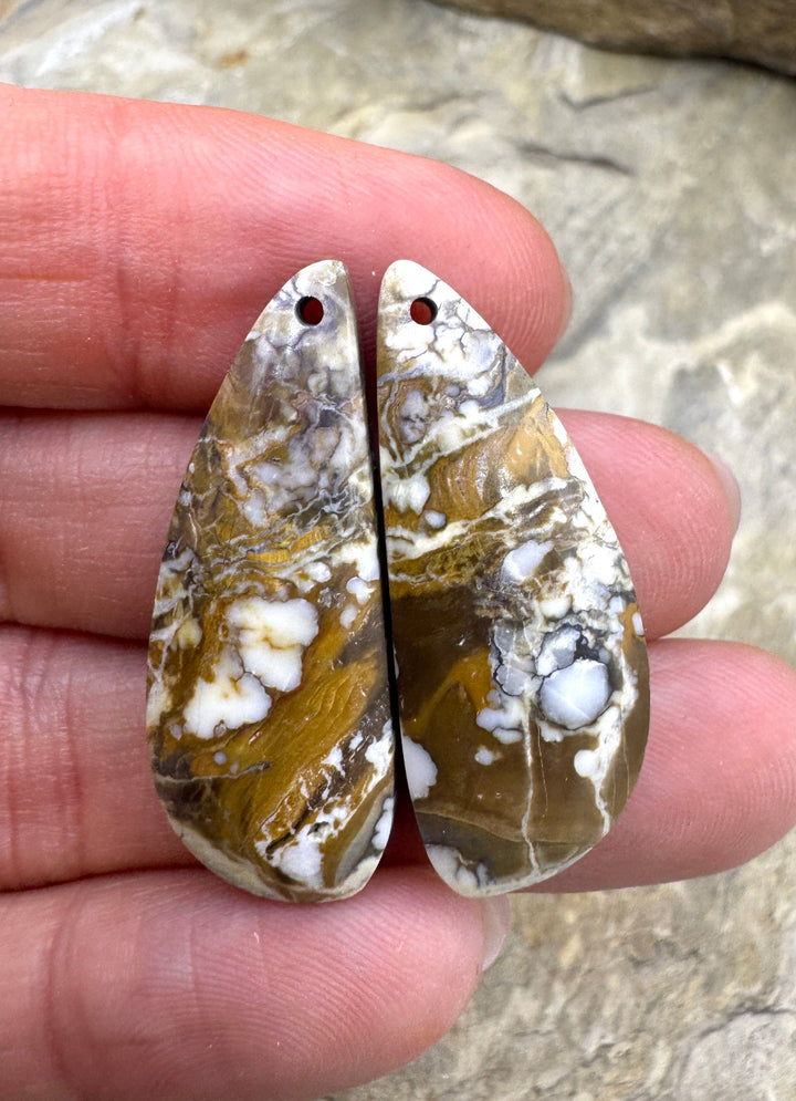 RARE Arizona Wild Horse Matching Earring Slab Bead Pair