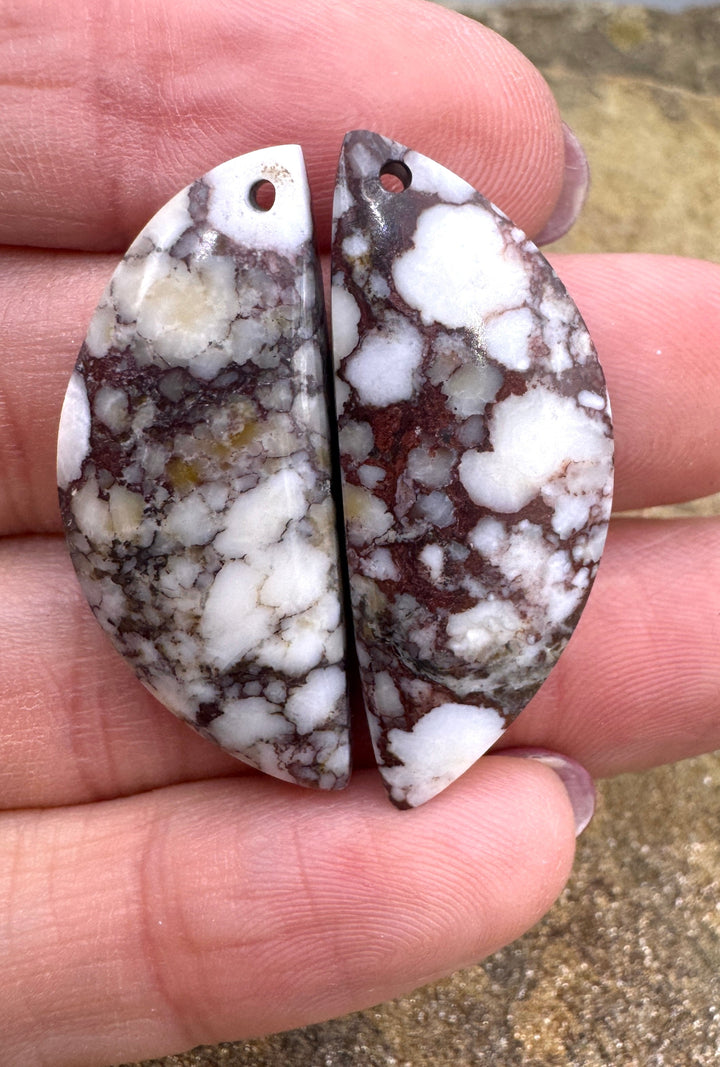 RARE Arizona Wild Horse Matching Earring Slab Bead Pair