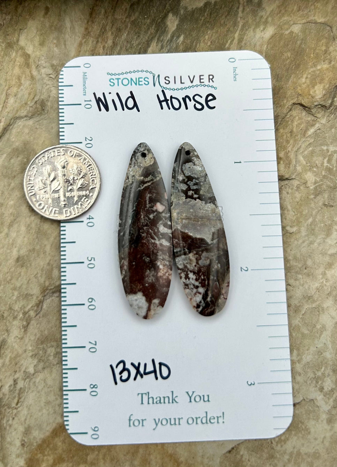 RARE Arizona Wild Horse Matching Earring Slab Bead Pair