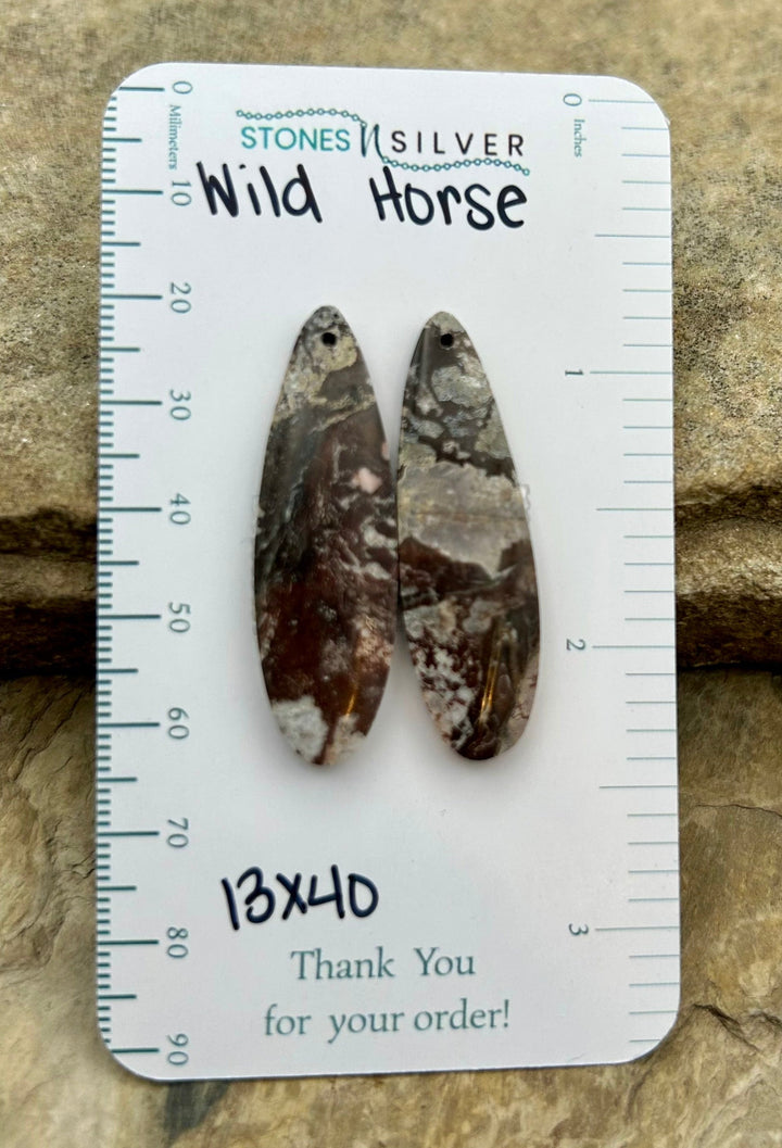 RARE Arizona Wild Horse Matching Earring Slab Bead Pair