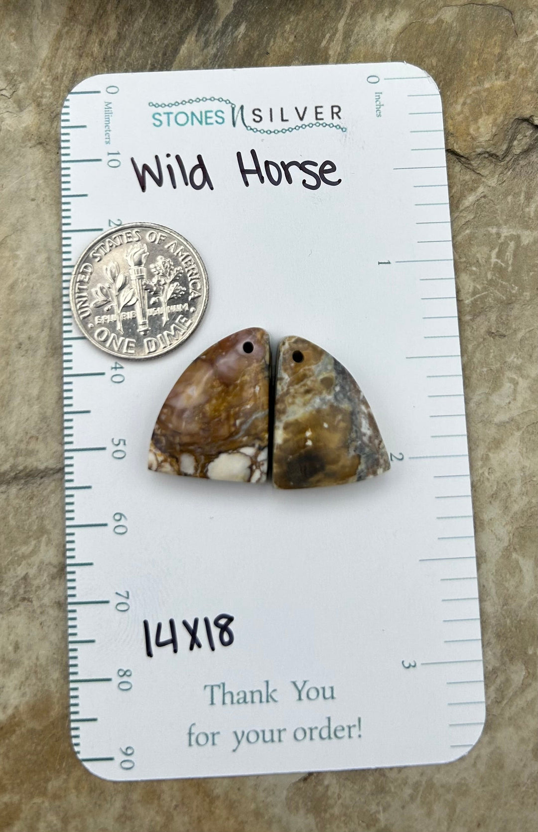 RARE Arizona Wild Horse Matching Earring Slab Bead Pair