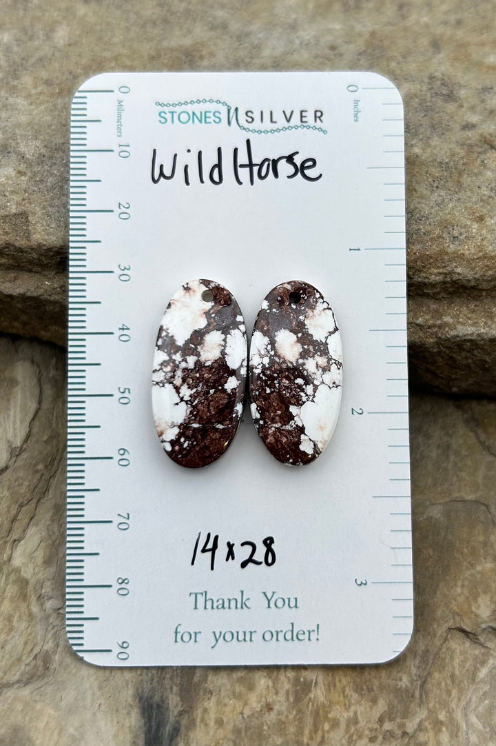 RARE Arizona Wild Horse Matching Earring Slab Bead Pair