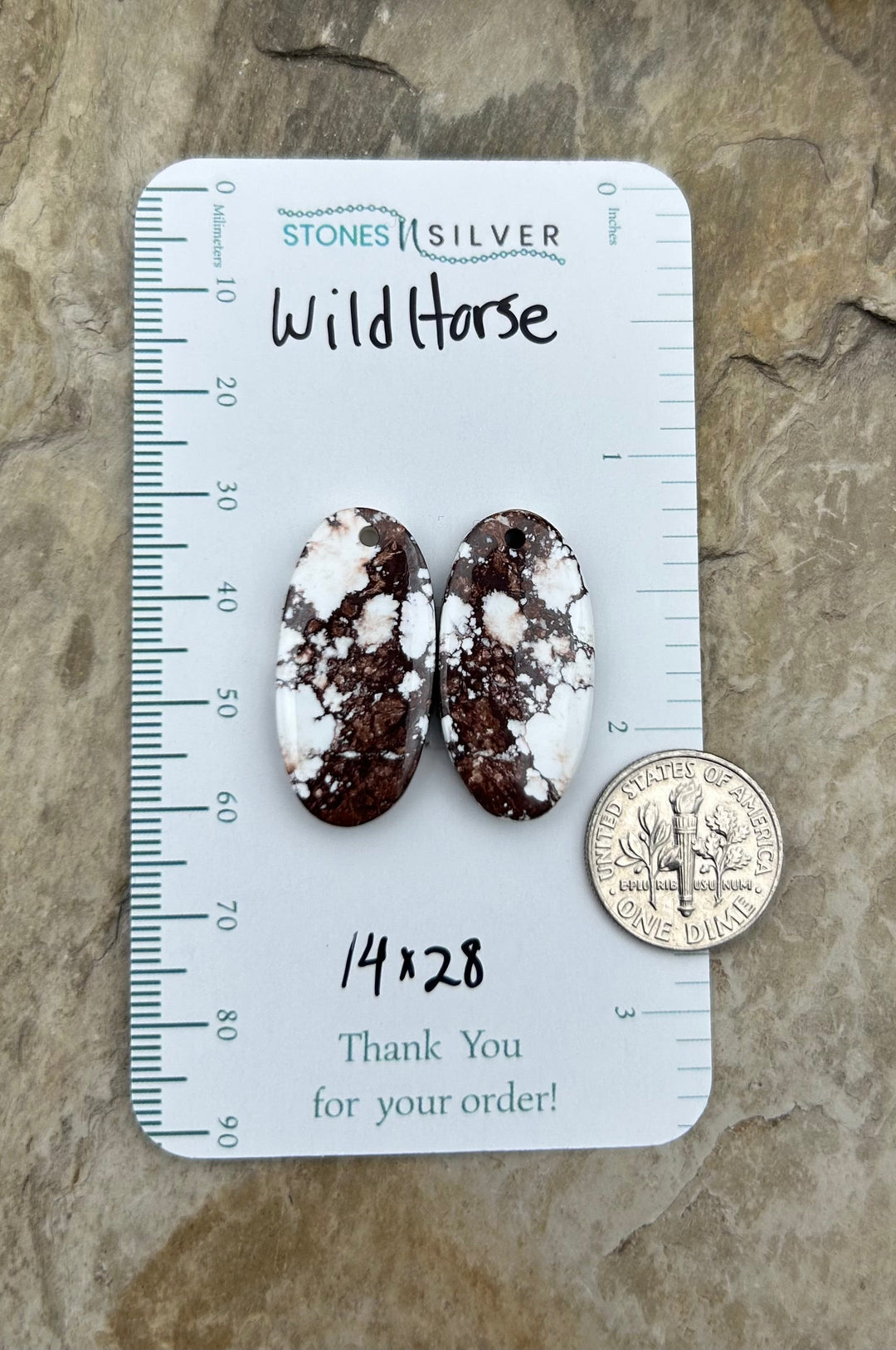 RARE Arizona Wild Horse Matching Earring Slab Bead Pair