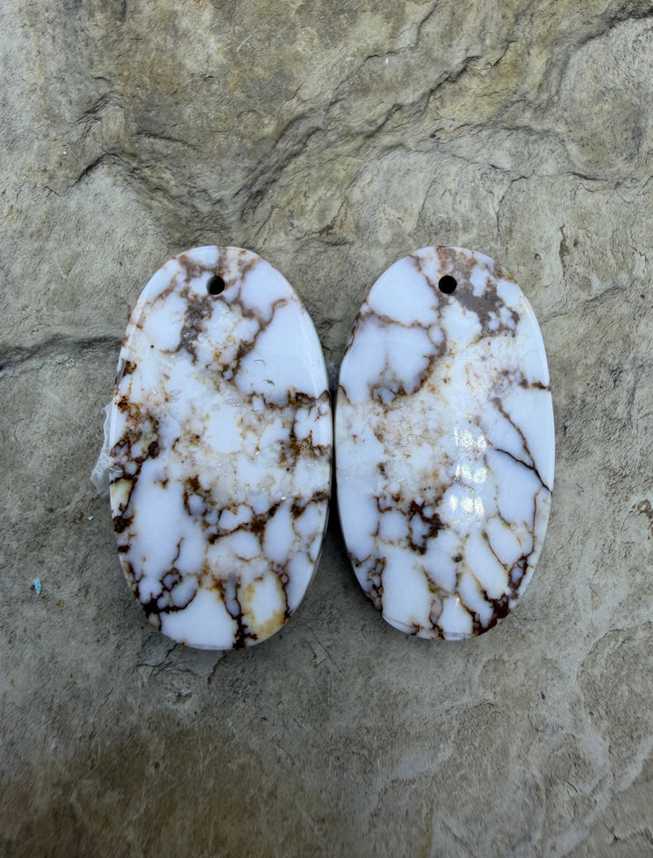 RARE Arizona Wild Horse Matching Earring Slab Bead Pair