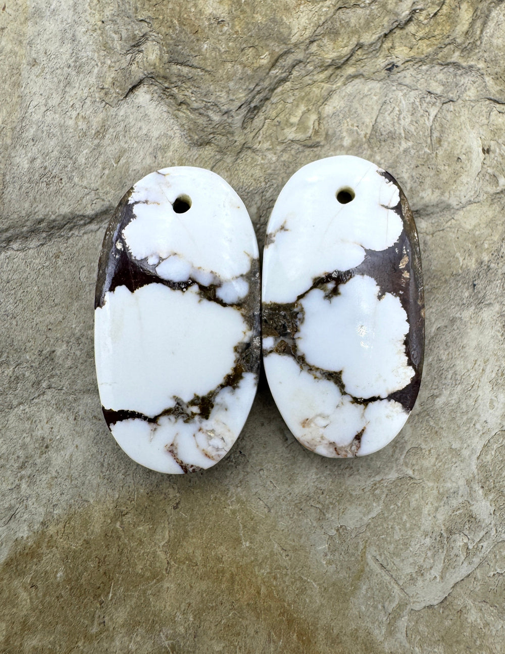 RARE Arizona Wild Horse Matching Earring Slab Bead Pair