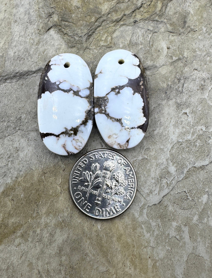 RARE Arizona Wild Horse Matching Earring Slab Bead Pair