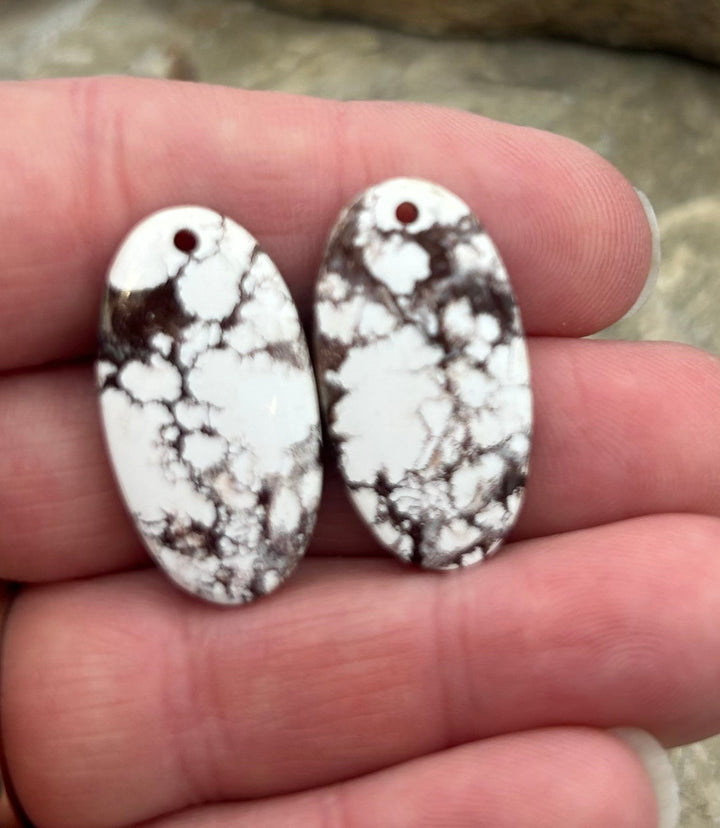 RARE Arizona Wild Horse Matching Earring Slab Bead Pair