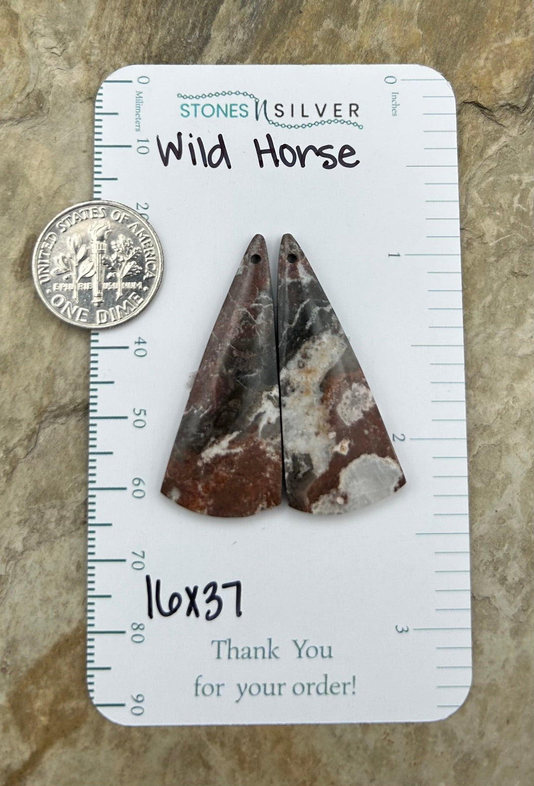 RARE Arizona Wild Horse Matching Earring Slab Bead Pair