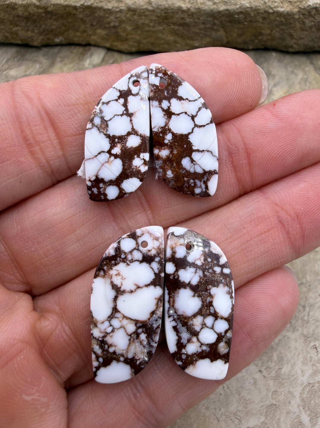 RARE Arizona Wild Horse Matching Earring Slab Bead Pair