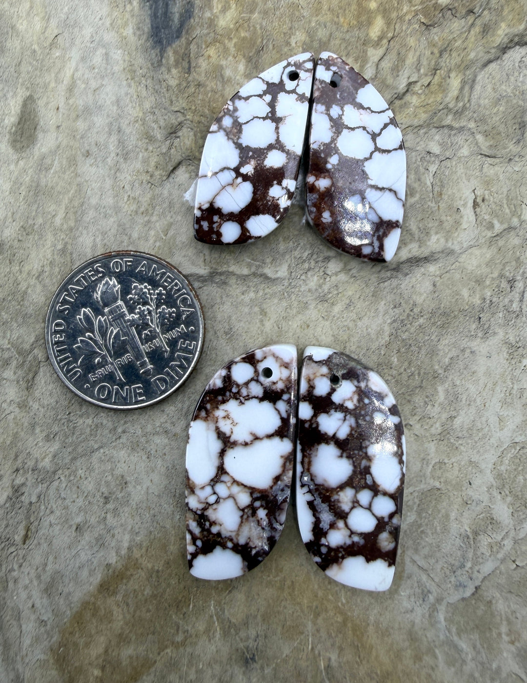 RARE Arizona Wild Horse Matching Earring Slab Bead Pair