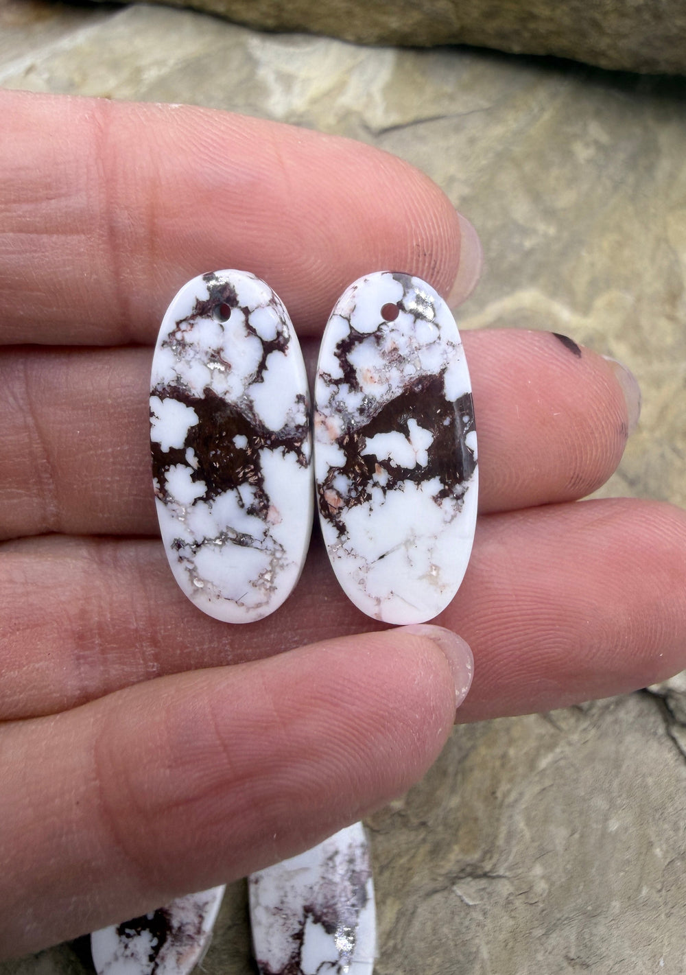 RARE Arizona Wild Horse Matching Earring Slab Bead Pair