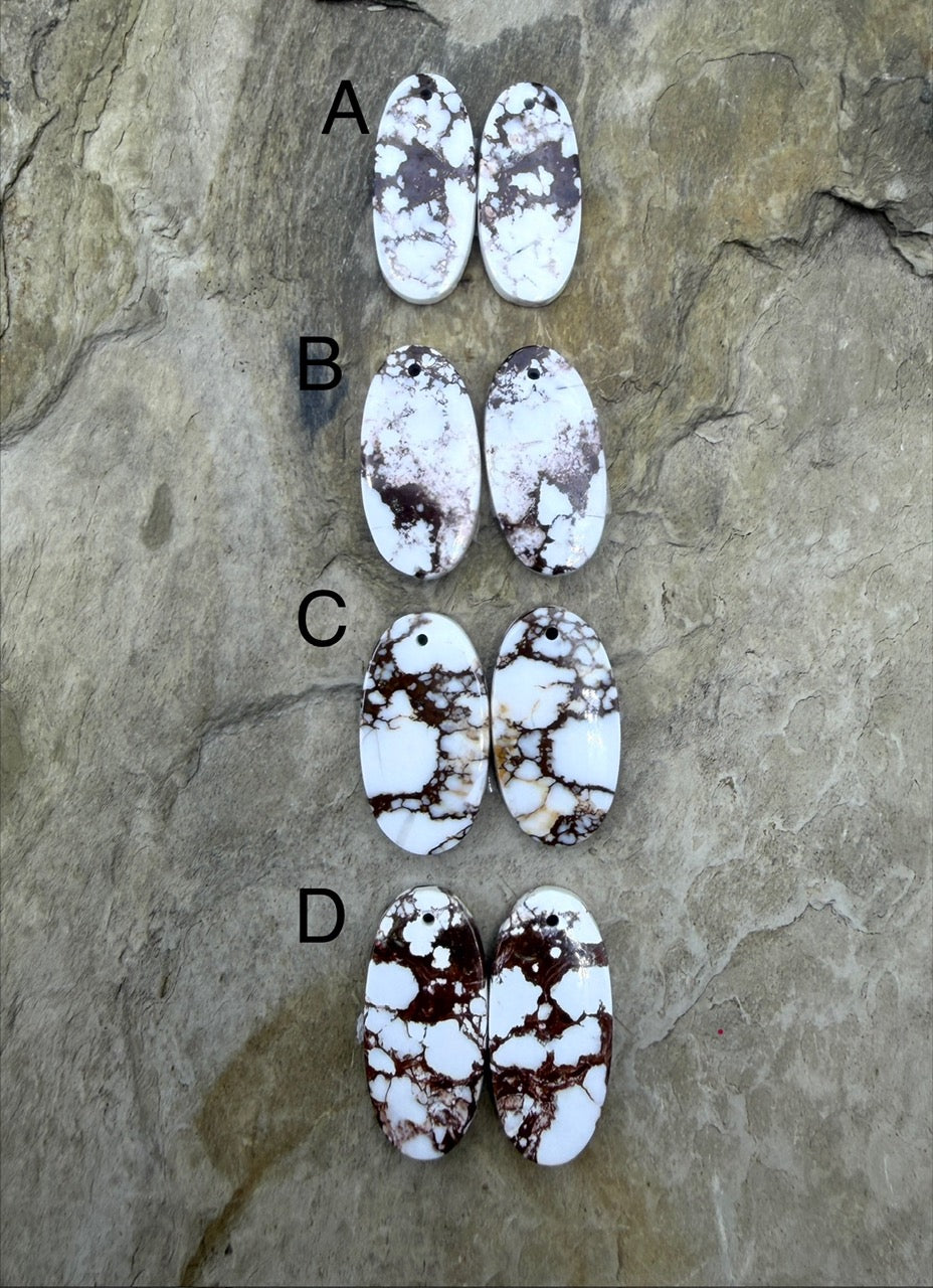 RARE Arizona Wild Horse Matching Earring Slab Bead Pair