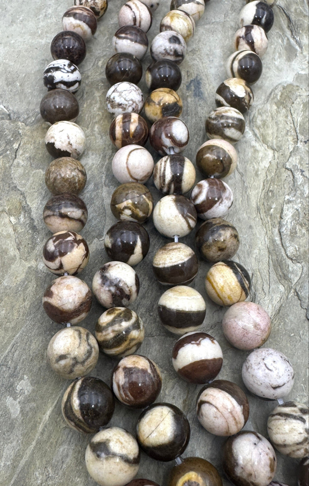 RARE Australian Zebra Stone 12mm Round Beads One 16 inch