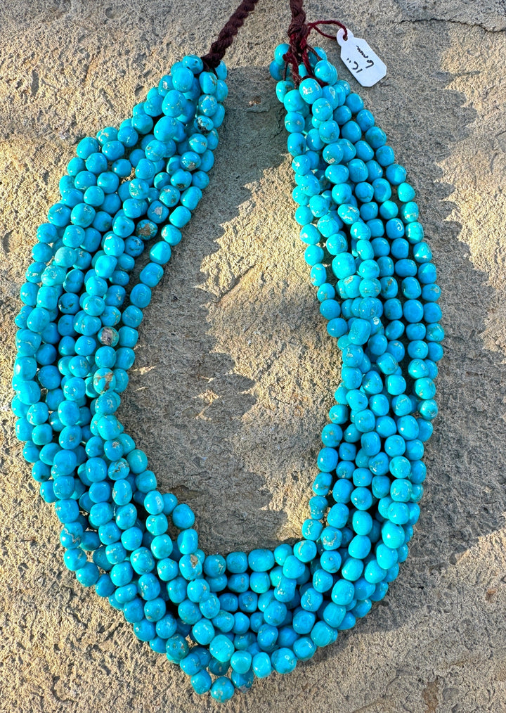 RARE Blue Ridge Turquoise (Nevada) 6mm Rounded Nugget Beads
