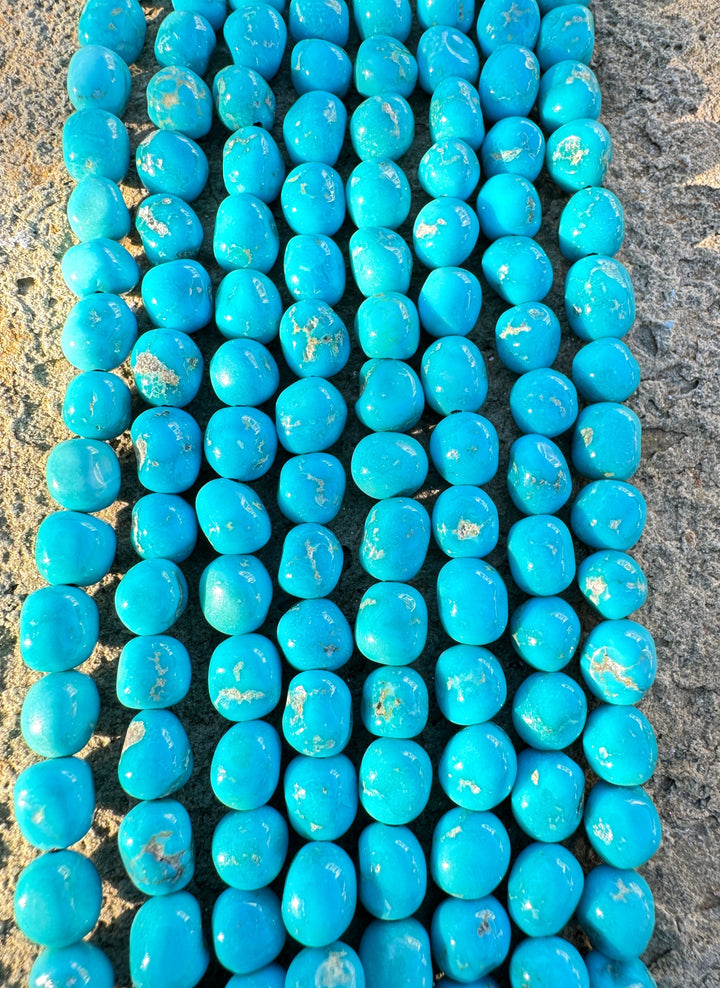 RARE Blue Ridge Turquoise (Nevada) 6mm Rounded Nugget Beads