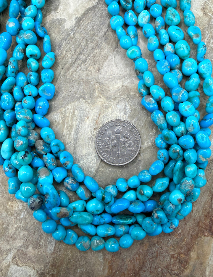 RARE Castle Dome Turquoise (AZ) Nugget Beads 6-7mm ONE 16