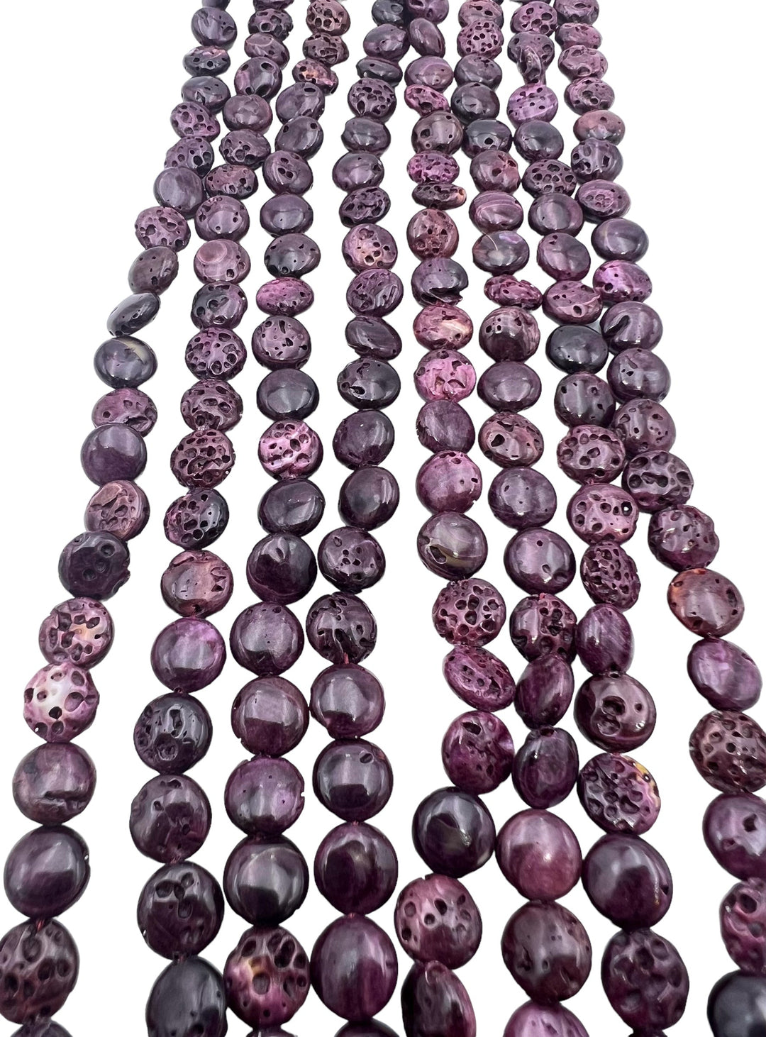 RARE Dark Purple Spiny Oyster 8mm Coin Shaped Beads 16 inch