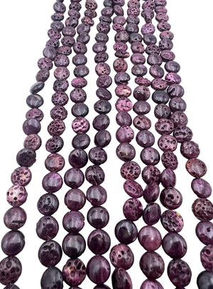 RARE Dark Purple Spiny Oyster 8mm Coin Shaped Beads 16 inch