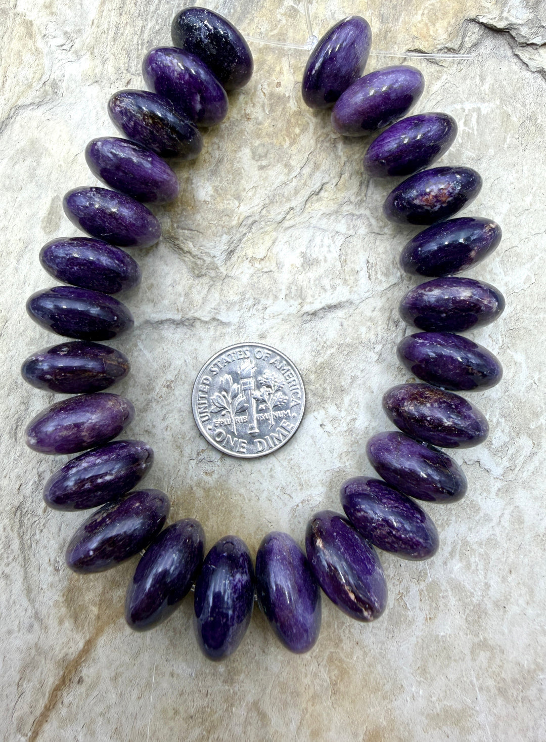 RARE Dark Purple Sugilite (South Africa) BIG Rondelle 14mm