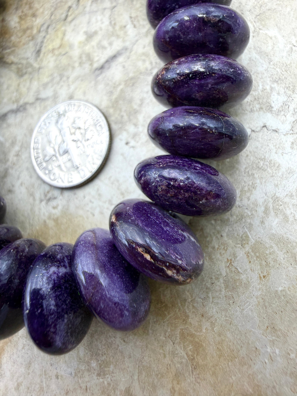 RARE Dark Purple Sugilite (South Africa) BIG Rondelle 14mm