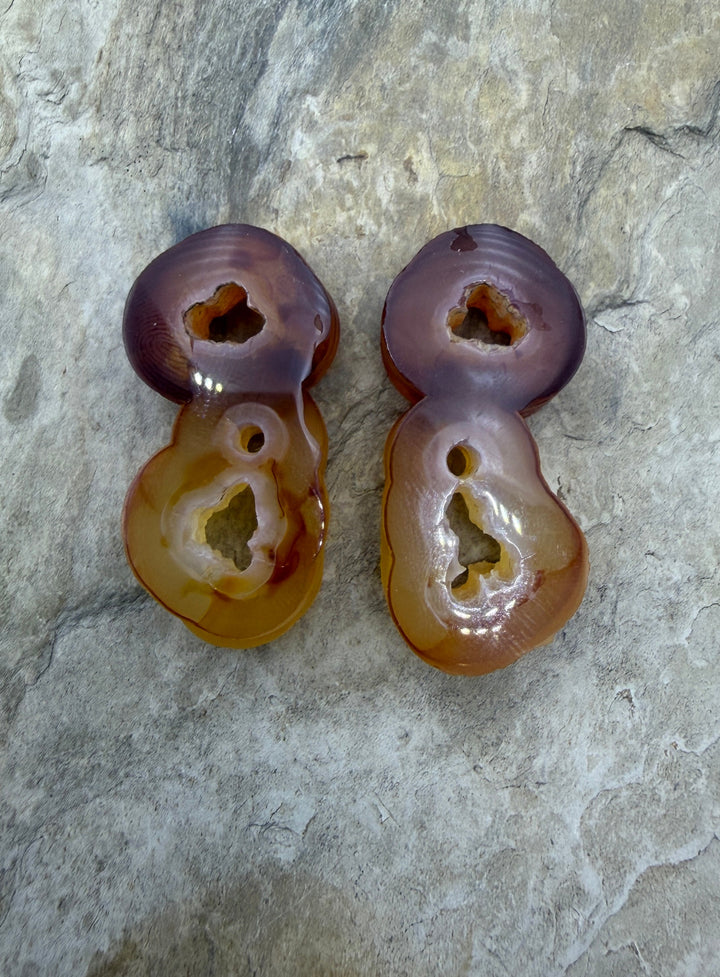 RARE Fossilized Bamboo Bead Pair 10x18x38mm - Fossil Bamboo