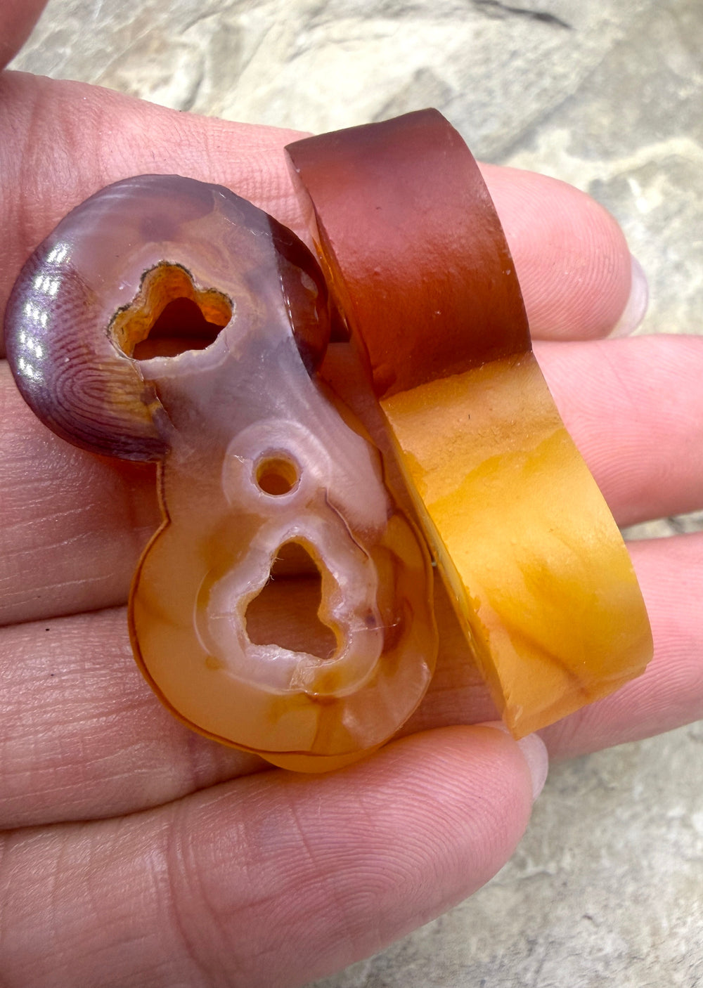 RARE Fossilized Bamboo Bead Pair 10x18x38mm - Fossil Bamboo