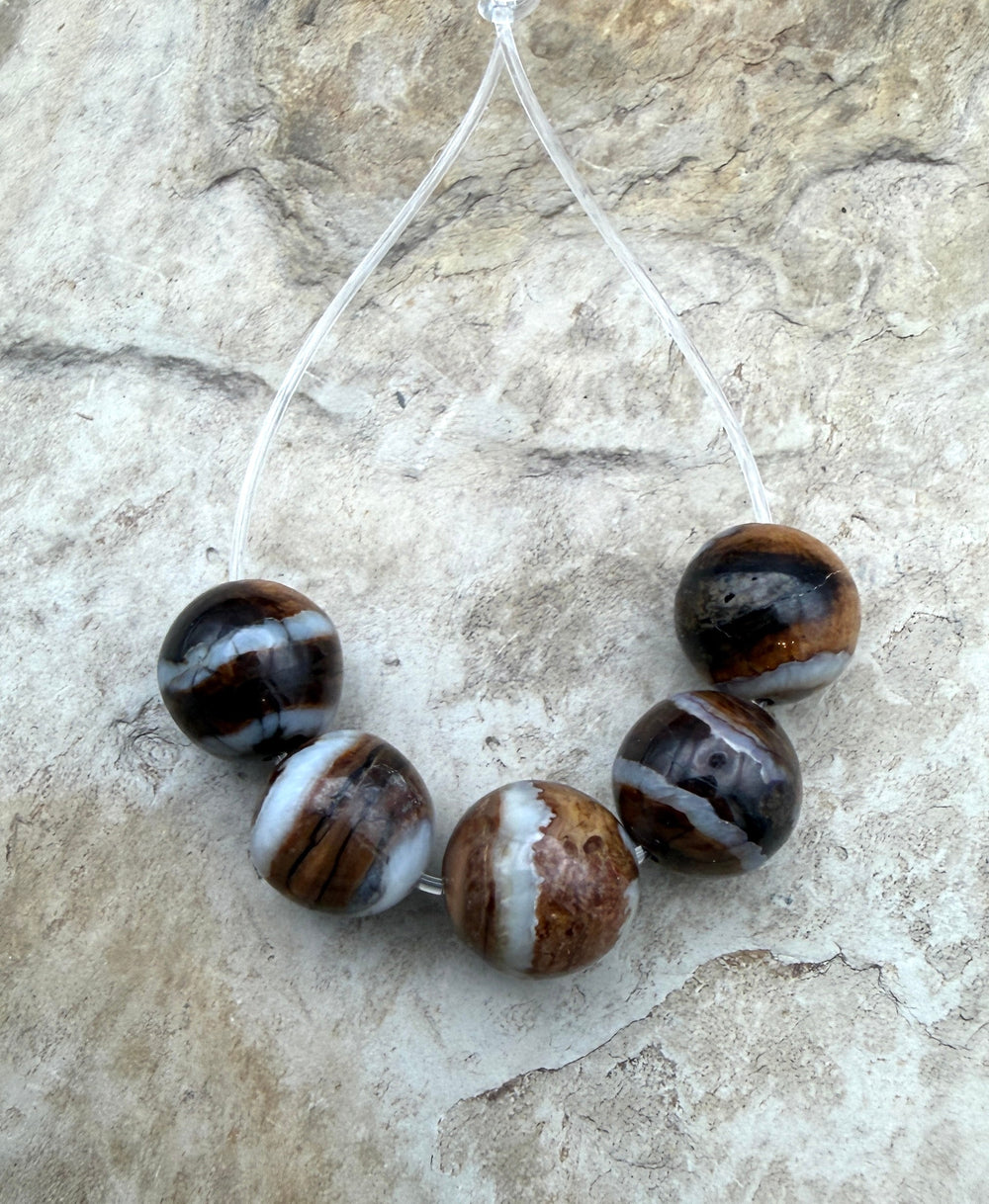 RARE Fossilized Woolly Mammoth Molar 10mm Beads Set of 5