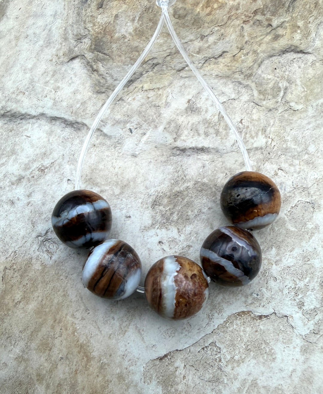 RARE Fossilized Woolly Mammoth Molar 10mm Beads Set of 5