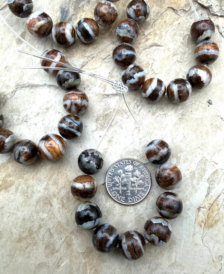 RARE Fossilized Woolly Mammoth Molar 10mm Beads Set of 9